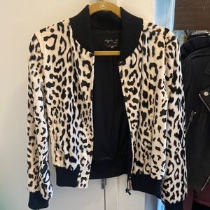 Agnes B Animal Print Velvet Bomber Jacket